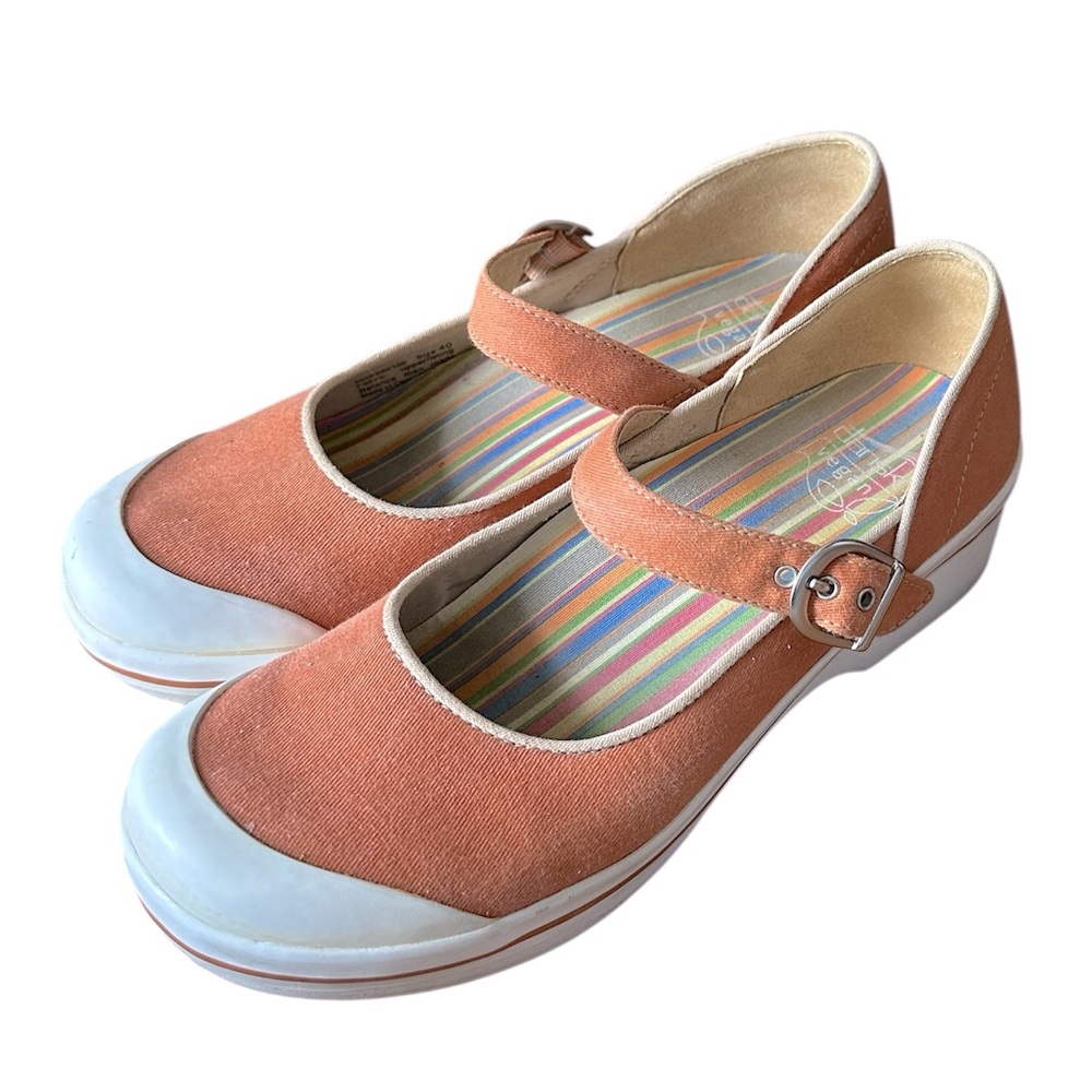 Dansko Vegan Valerie Mary Jane Clogs in Tangerine Color Size 9.5/10 - EU40